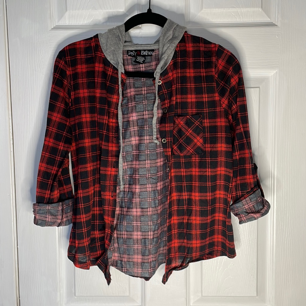 Flannel Button Jacket Large